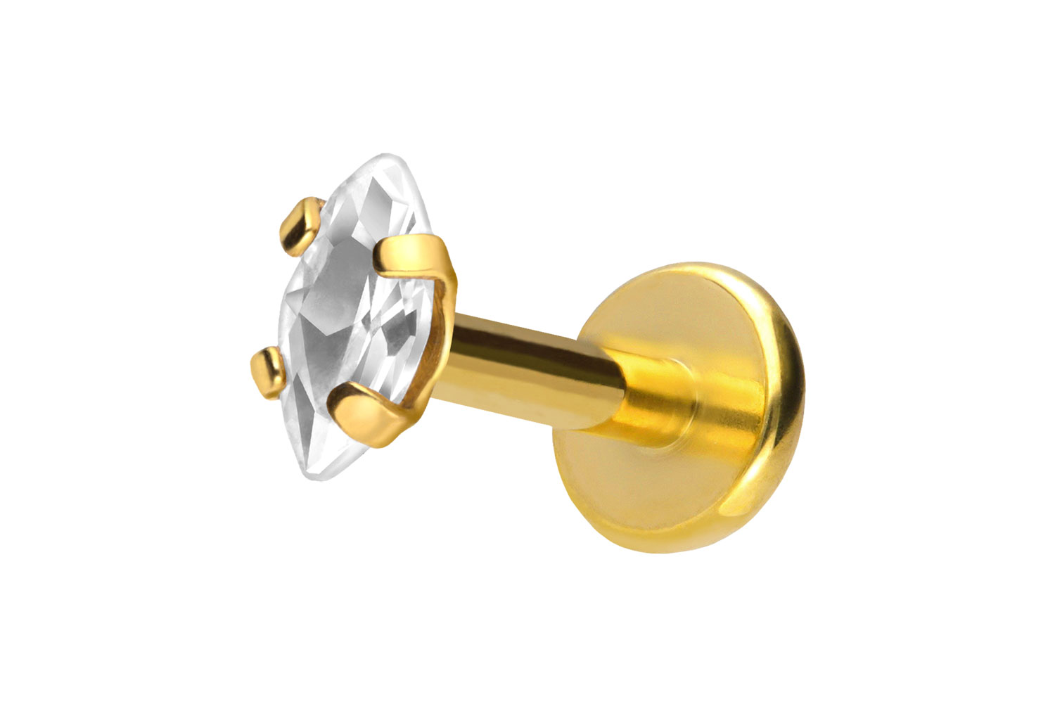 Titan Labret Piercing mit Push Fit EINGEFASSTER KRISTALLTROPFEN